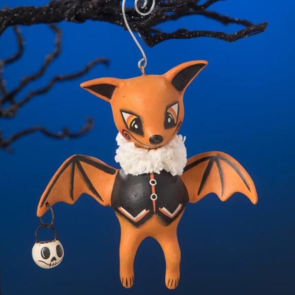 Bethany Lowe LeeAnn Kress Retired Orange Oliver Bat Halloween Ornament NEW - Picture 1 of 1